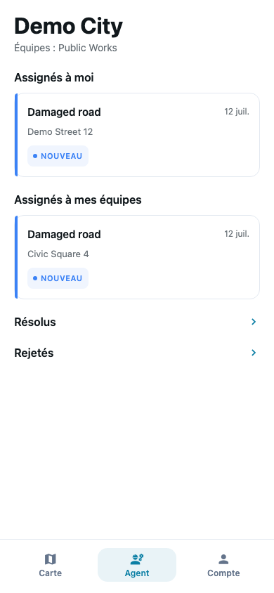 Terrain: Résoudre là où le travail se fait — Demo City fixture view